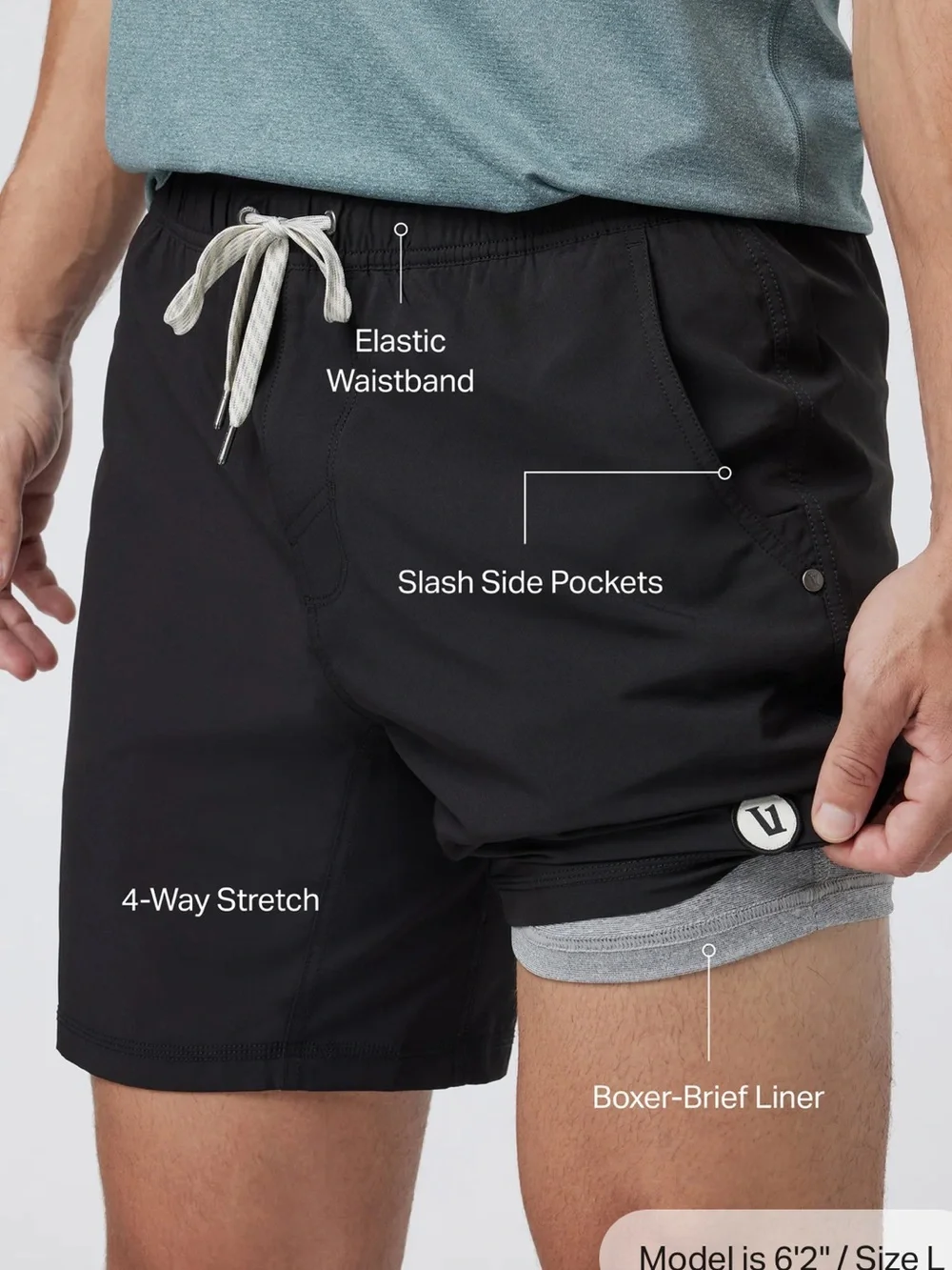 Vuori Men's black Kore Shorts size Large